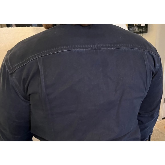 Carhartt Workwear 2 Pocket Logo Navy Long Sleeve Button Up Collar Shirt - Picture 3 of 10